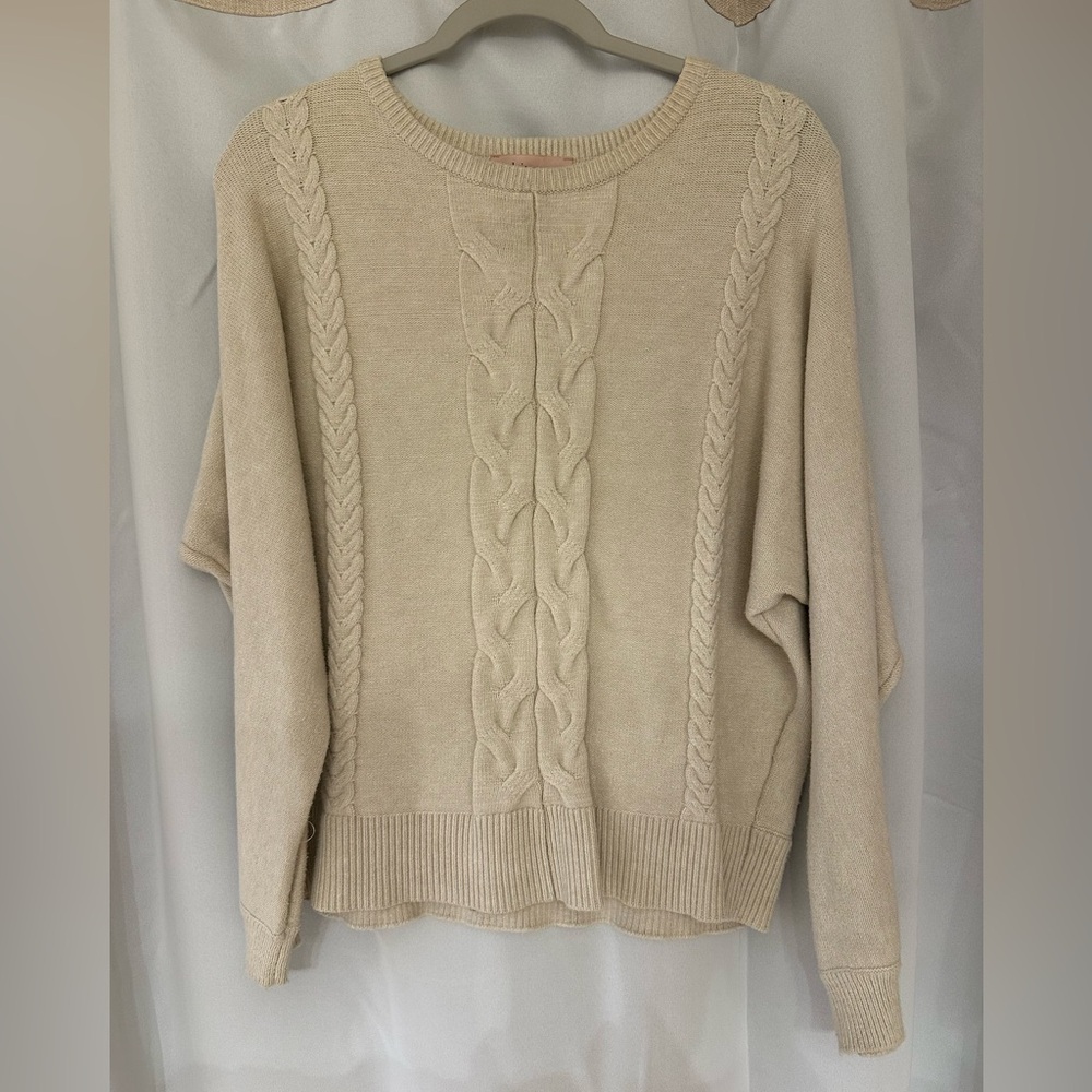Philosophy Cream Cable-Front Crewneck Sweater